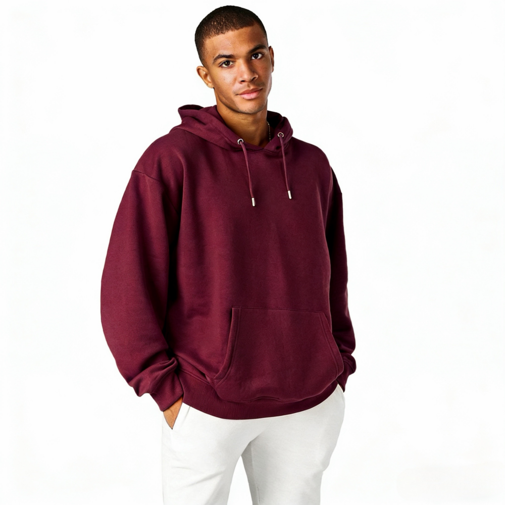 Wholesale 100% Cotton Men's Hoodie 240gsm Custom Logo Embroidery Lined Spring Casual Regular Fit Jersey Fabric ODM Supply
